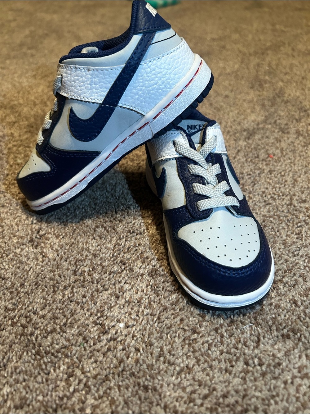 Nike Kids White and Navy Low-Top Sneakers